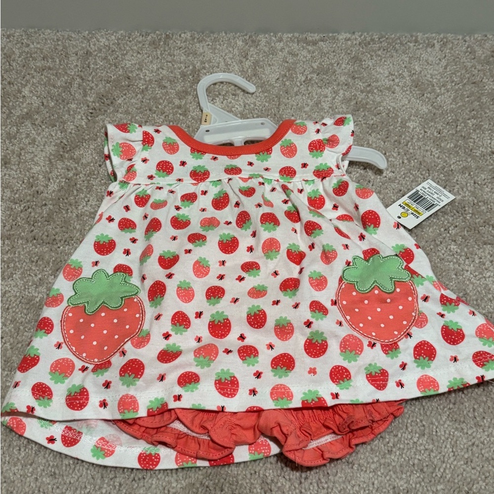 Girls Strawberry Outfit Set - 3-6 Months